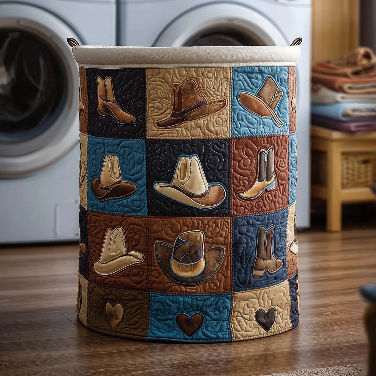 Rodeo Roundup Quilted Laundry Hamper printed laundry hamper