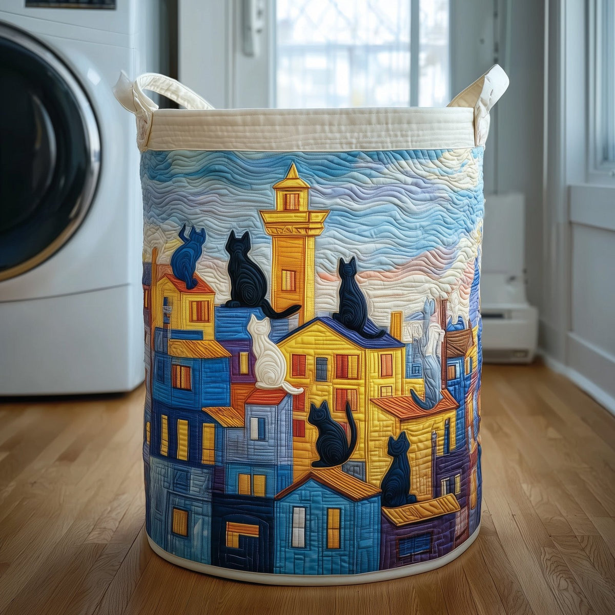 Roof Band Quilted Laundry Hamper printed laundry hamper