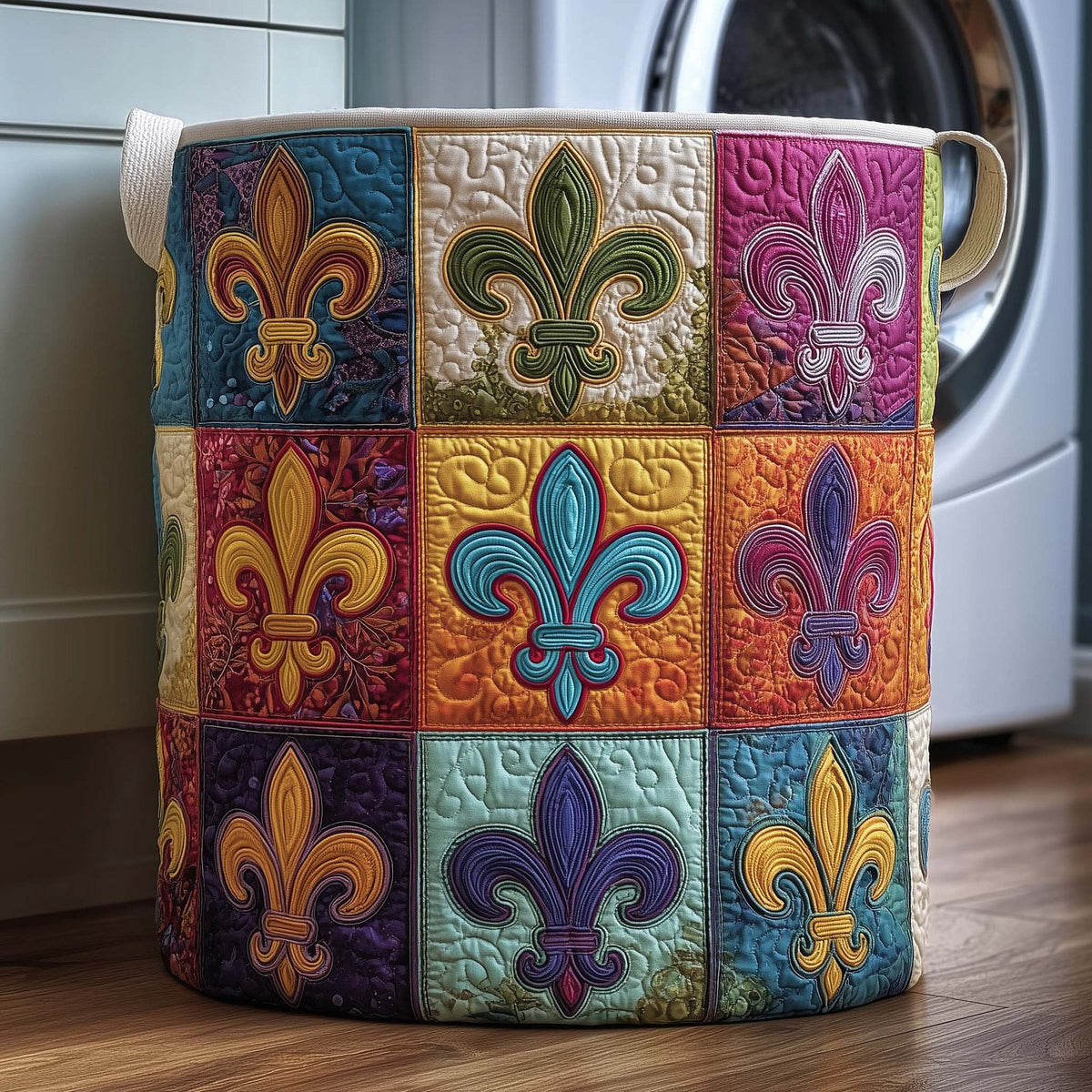 Royal Fleur Quilted Laundry Hamper printed laundry hamper