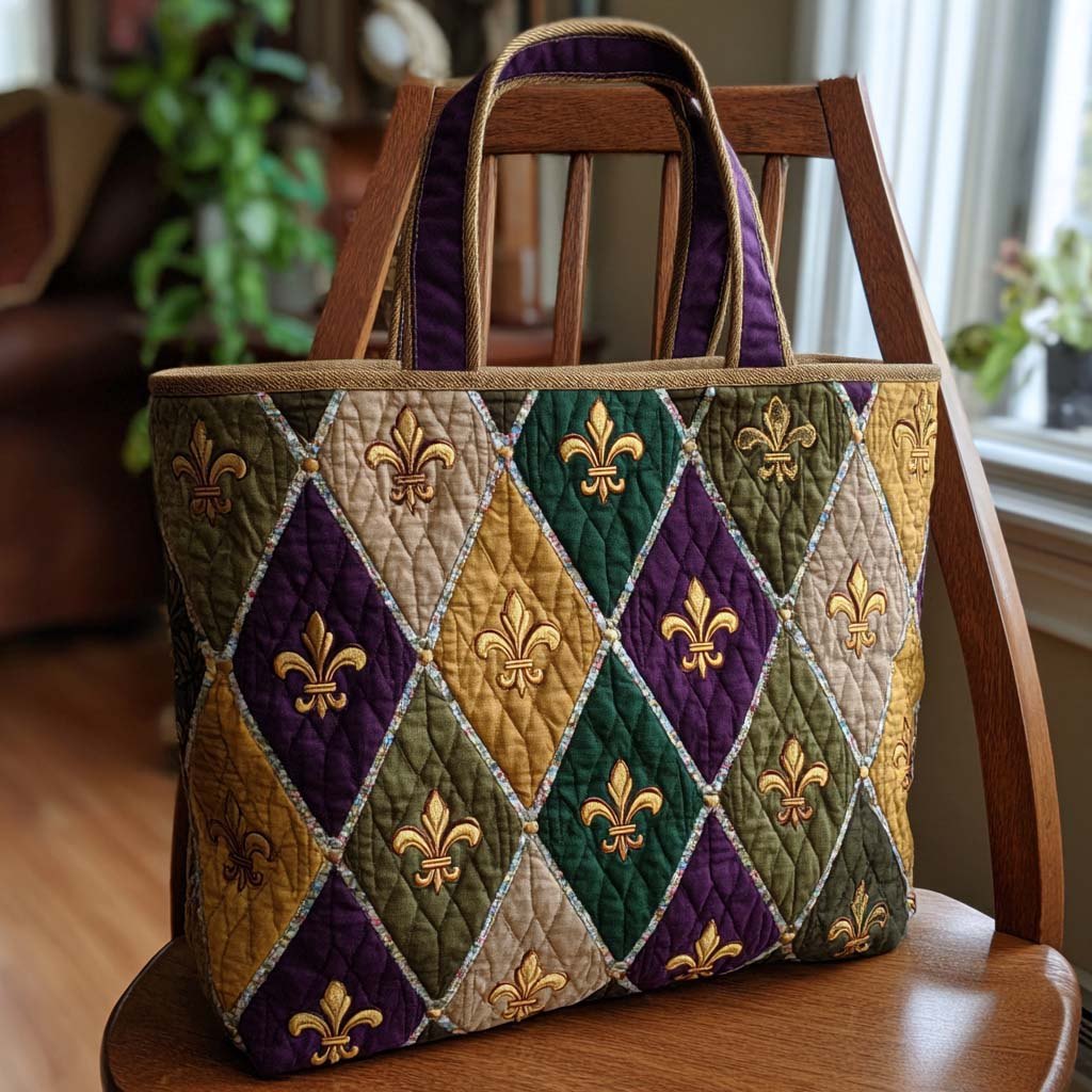 Royal Revelry Quilted Tote Bag printed quilted tote bag