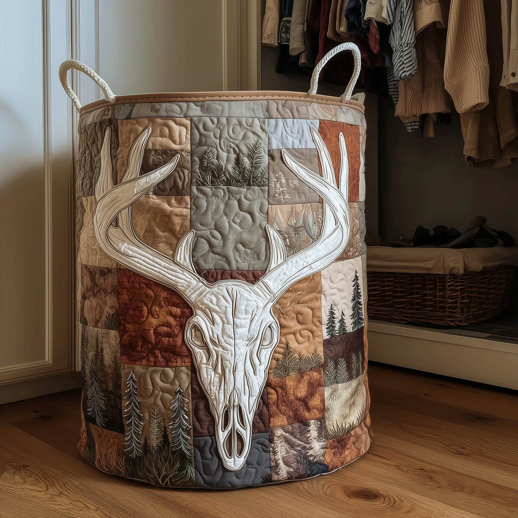 Rustic Antler Quilted Laundry Hamper printed laundry hamper