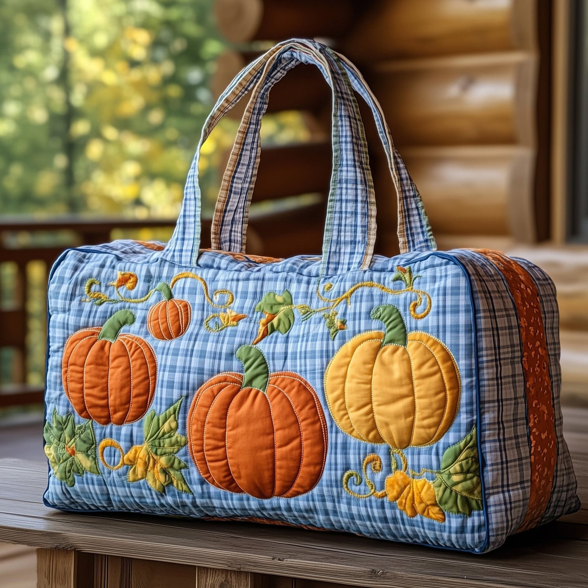 Rustic Autumn Quilted Duffle Bag printed duffle bag