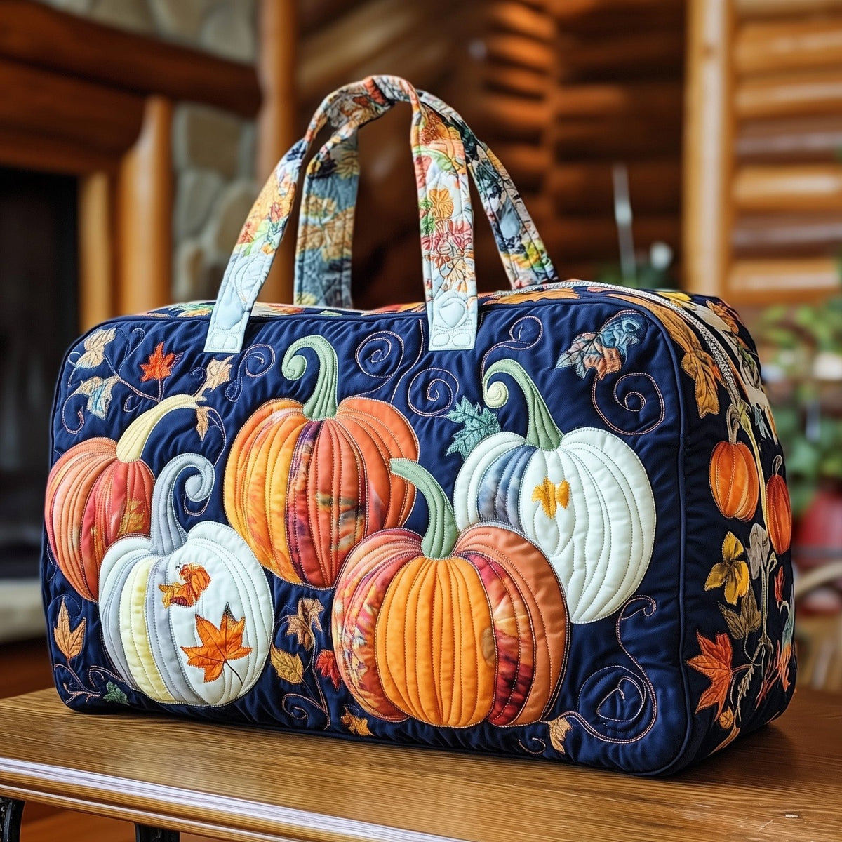 Rustic Autumn Quilted Duffle Bag printed duffle bag