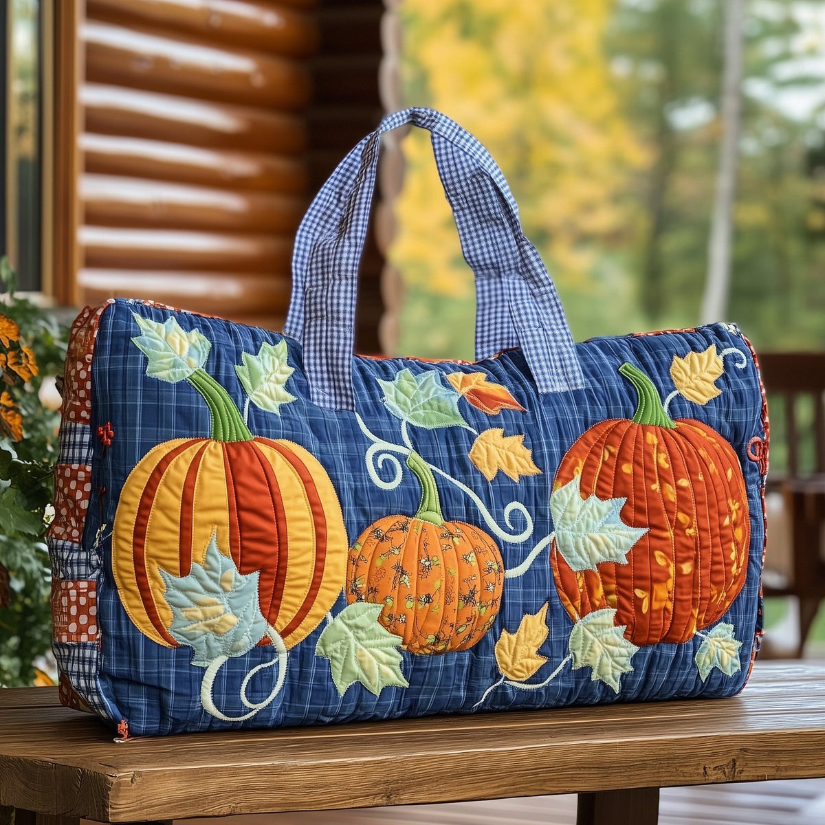 Rustic Autumn Quilted Duffle Bag printed duffle bag
