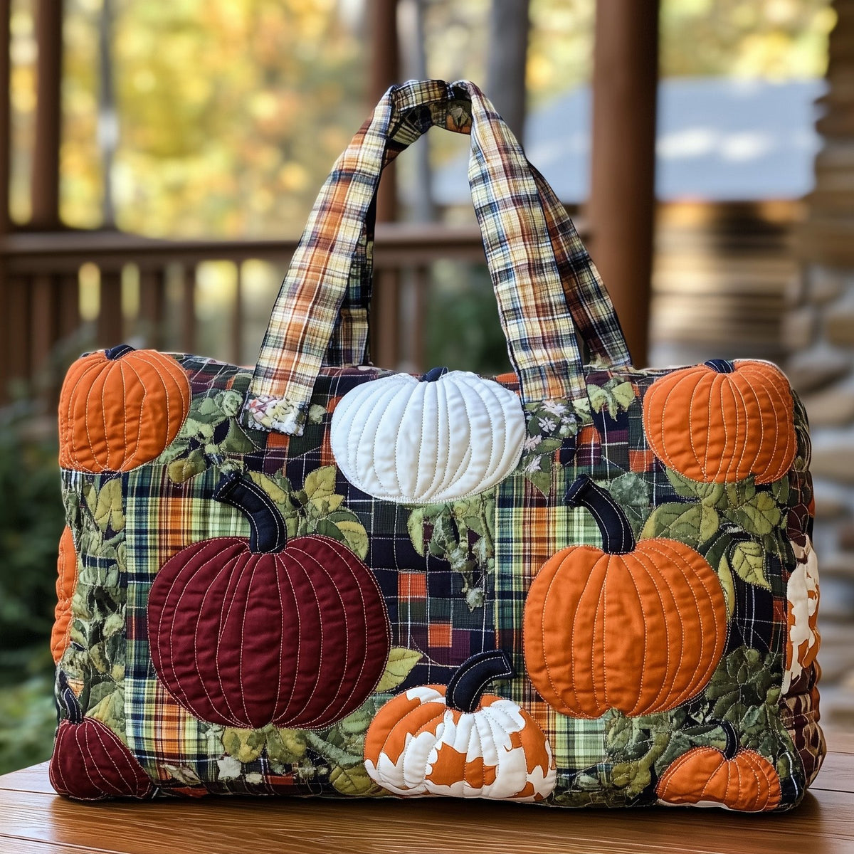 Rustic Autumn Quilted Duffle Bag printed duffle bag