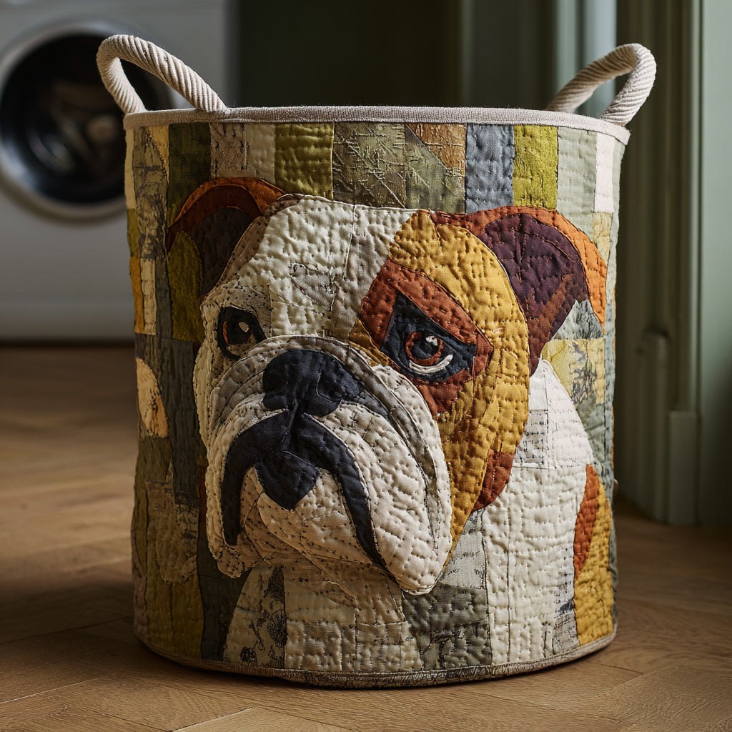 Rustic Bulldog Quilted Laundry Hamper printed laundry hamper