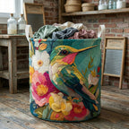Rustic Floral Quilted Laundry Hamper printed laundry hamper