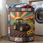 Rustic Homestead Quilted Laundry Hamper printed laundry hamper
