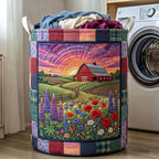 Rustic Homestead Quilted Laundry Hamper printed laundry hamper