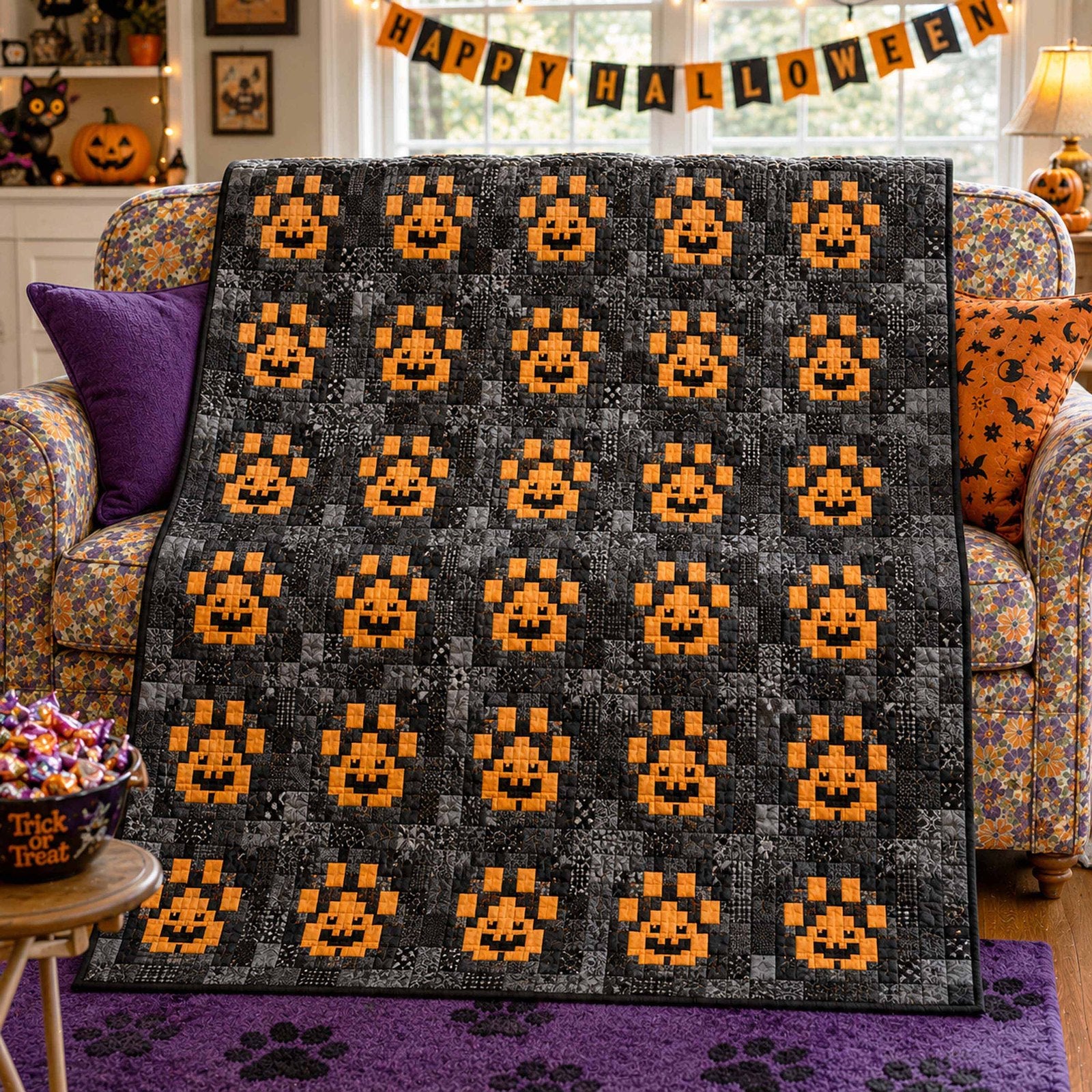 Rustic Paws Quilted Blanket printed quilt blanket