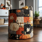 Rustic Pumpkin Fields Quilted Laundry Hamper printed laundry hamper