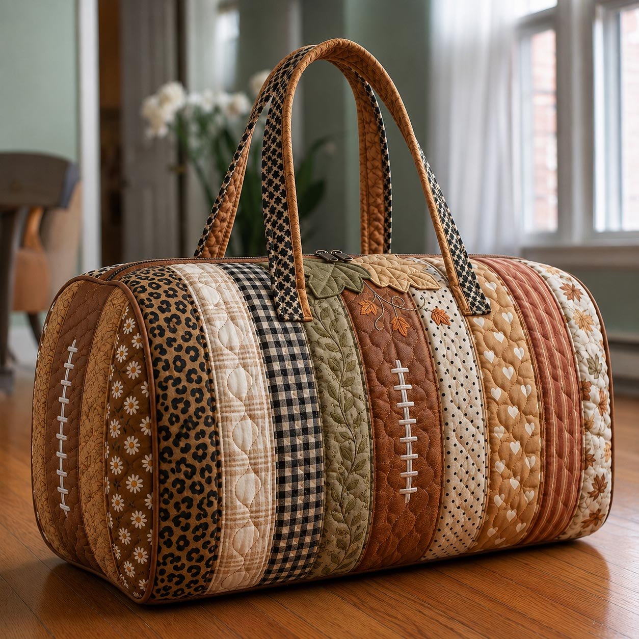 Rustic Pumpkin Quilted Duffle Bag printed quilted duffle bag