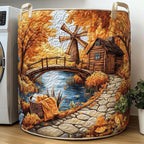 Rustic Windmill Quilted Laundry Hamper printed laundry hamper