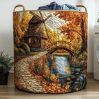 Rustic Windmill Quilted Laundry Hamper printed laundry hamper