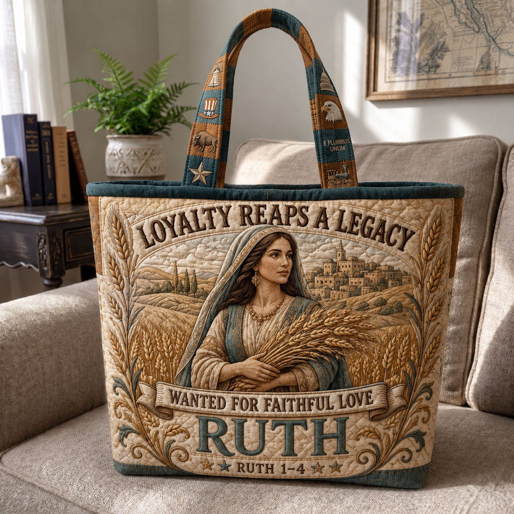 Ruth 1-4 Devotion Quilted Tote Bag printed quilted tote bag