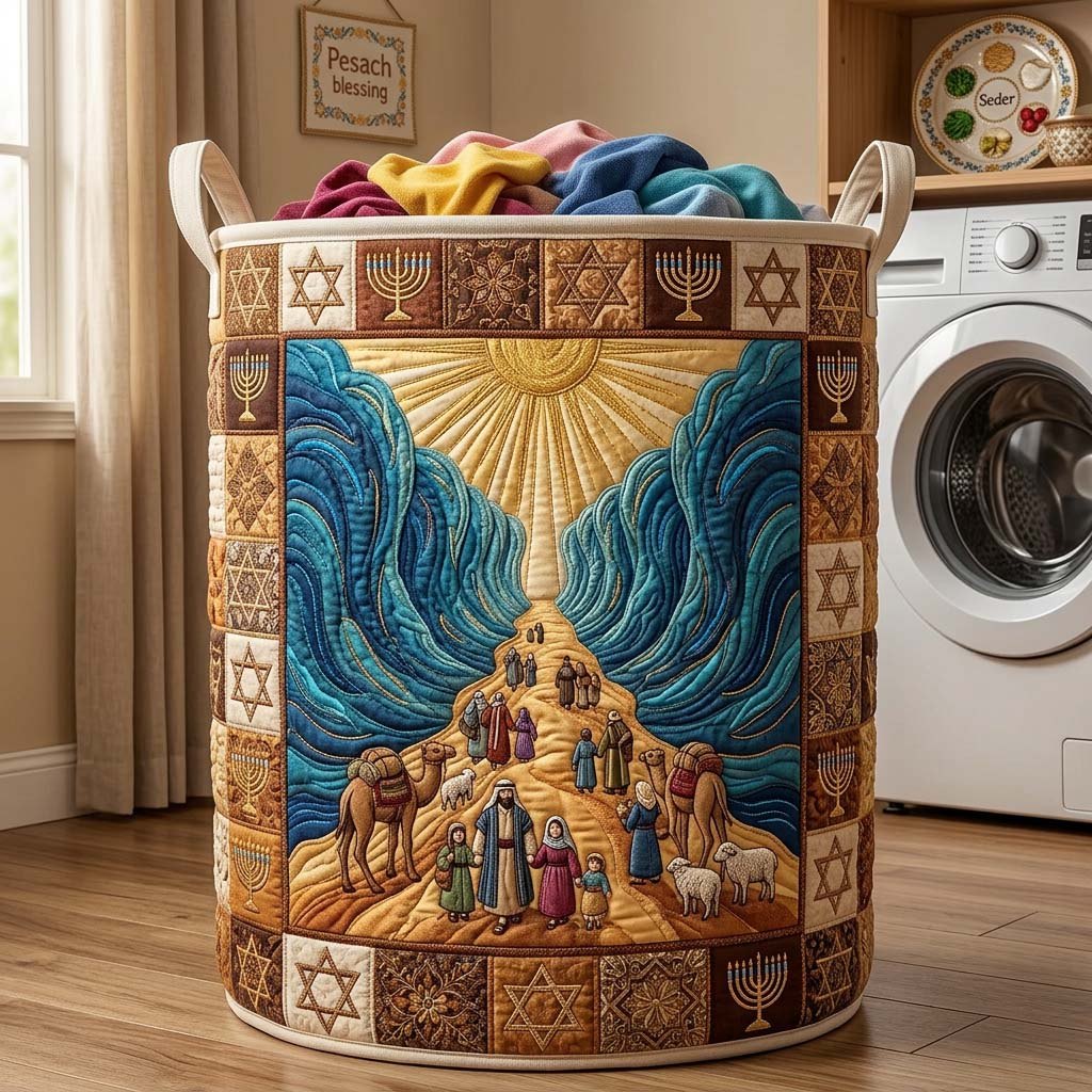 Sacred Passage Quilted Laundry Hamper printed laundry hamper