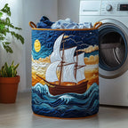 Sailling Ship Quilted Laundry Hamper printed laundry hamper