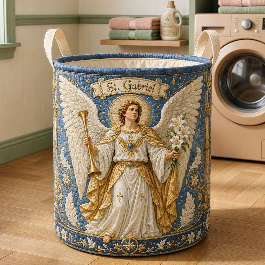 Saint Gabriel Heavenly Messenger Quilted Laundry Hamper printed laundry hamper