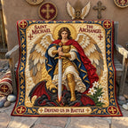 Saint Michael Defend Us Quilted Blanket printed blanket