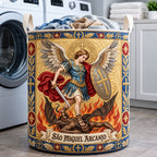 Saint Michael Defender Of Heaven Quilted Laundry Hamper printed laundry hamper