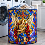 Saint Michael Divine Guardian Quilted Laundry Hamper printed laundry hamper