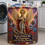 Saint Michael Guardian Of Travelers Quilted Laundry Hamper printed laundry hamper