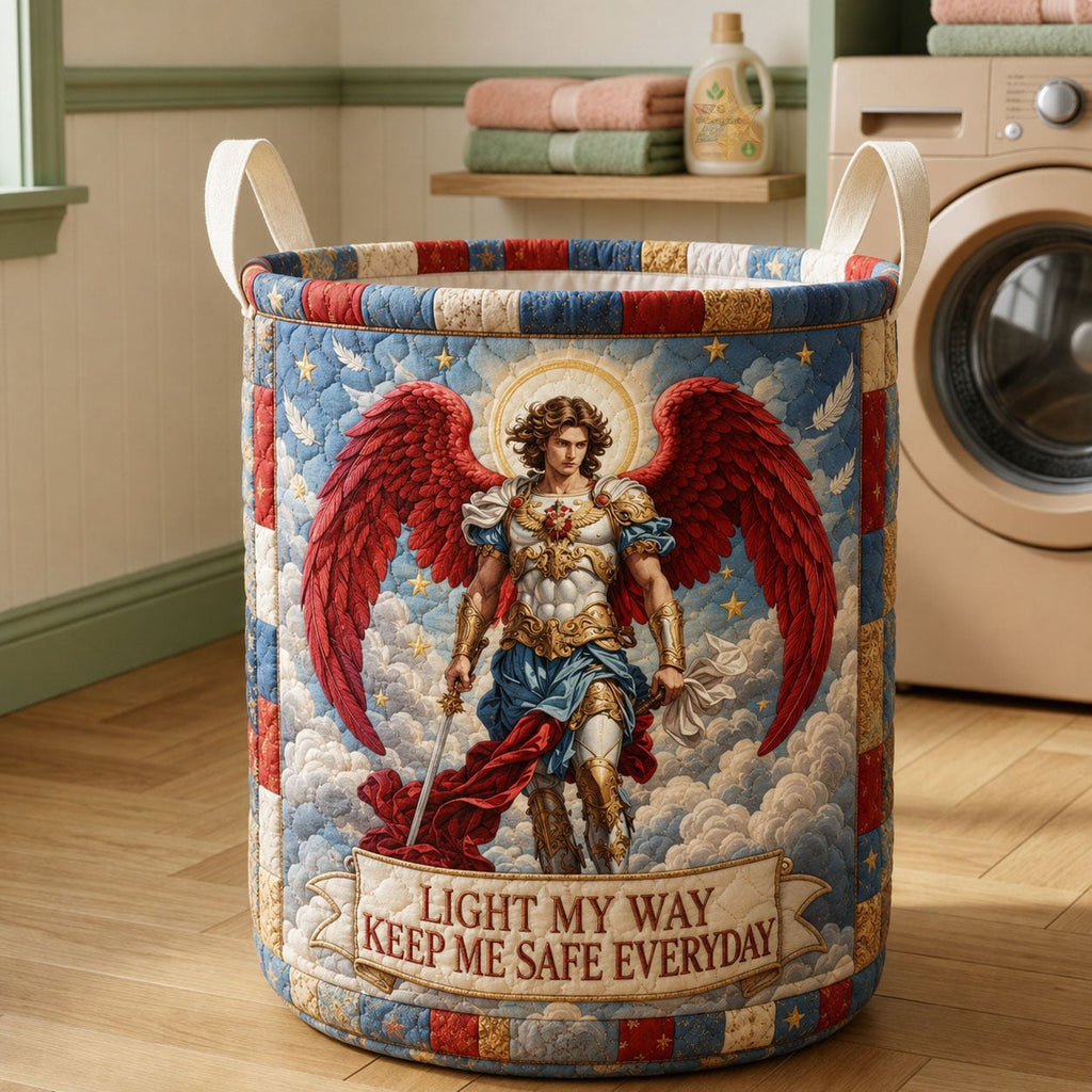 Saint Michael Light My Way Quilted Laundry Hamper printed laundry hamper
