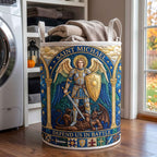 Saint Michael Quilted Laundry Hamper printed laundry hamper