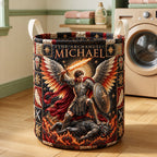 Saint Michael Sword Of Light Quilted Laundry Hamper printed laundry hamper