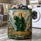 Saint Raphael Healing Angel Quilted Laundry Hamper printed laundry hamper