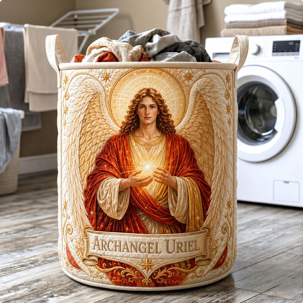Saint Uriel Divine Light Quilted Laundry Hamper printed laundry hamper