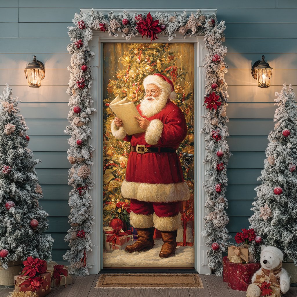 Santa Blessing Quilted Door Curtain printed door curtain