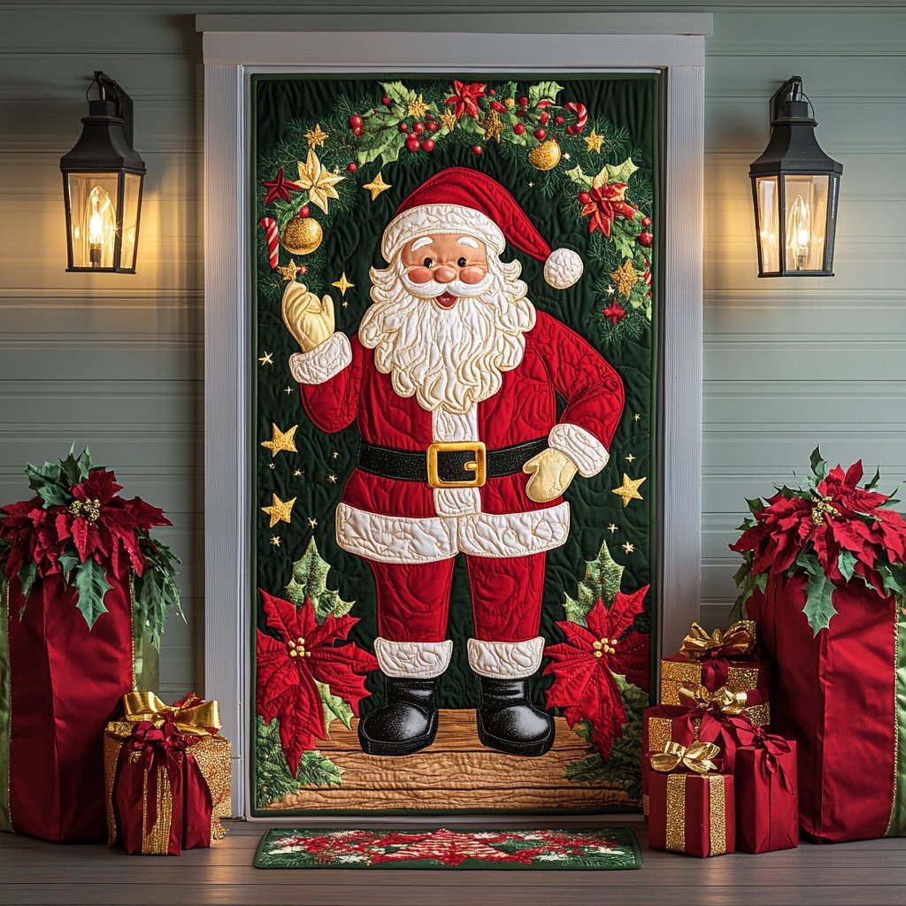 Santa Bliss Quilted Door Curtain printed door curtain