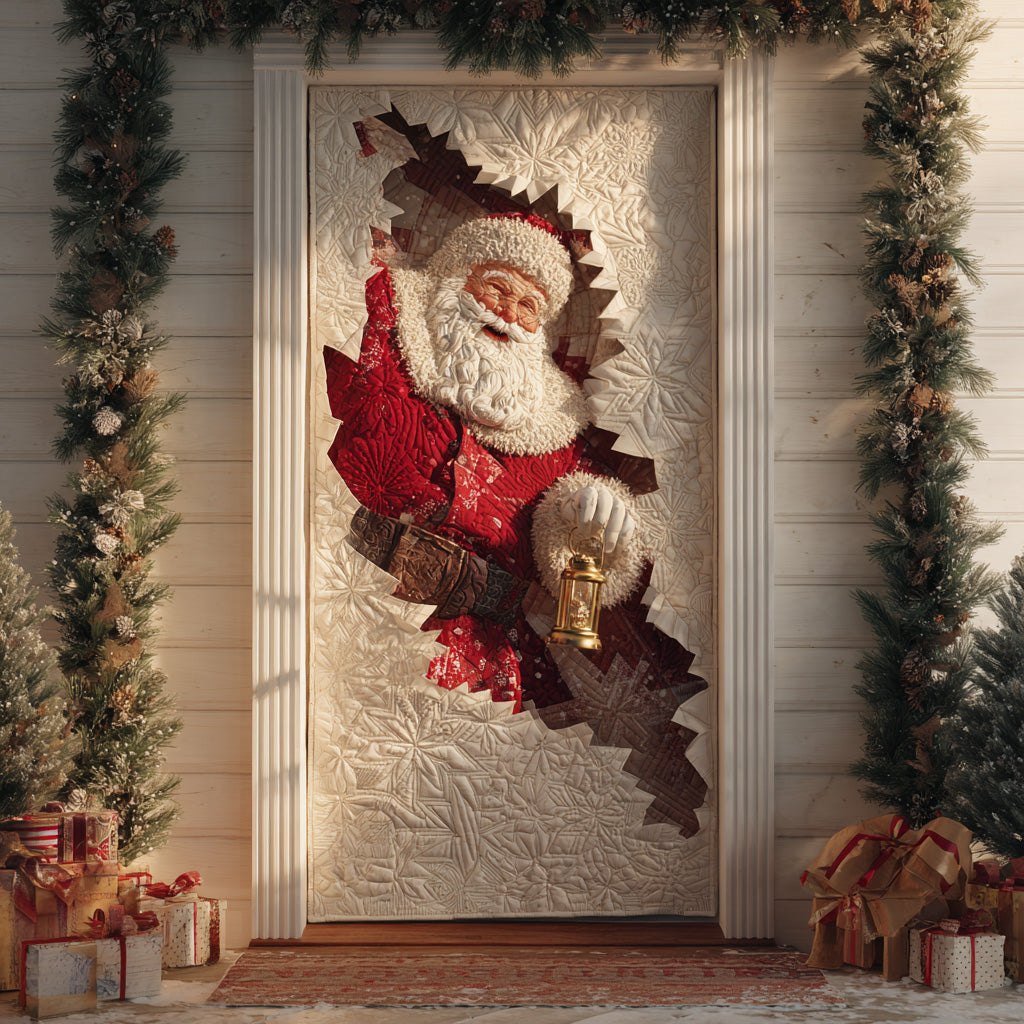 Santa Cabin Visit Quilted Door Curtain printed door curtain
