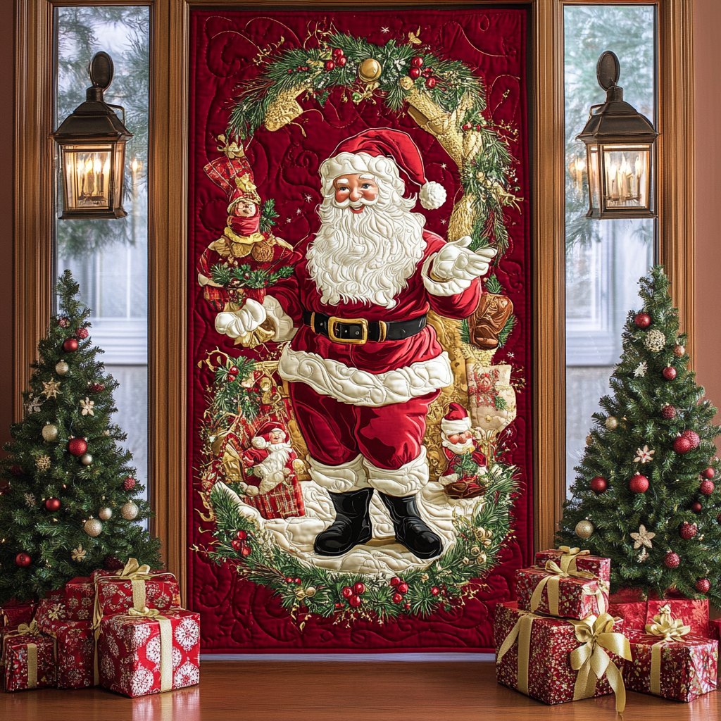 Santa Cheer Quilted Door Curtain printed door curtain