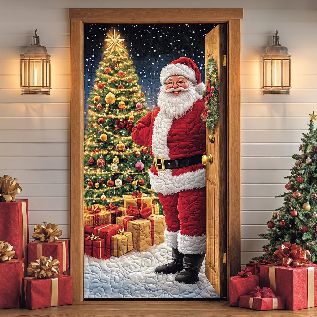 Santa Cheer Quilted Door Curtain printed door curtain