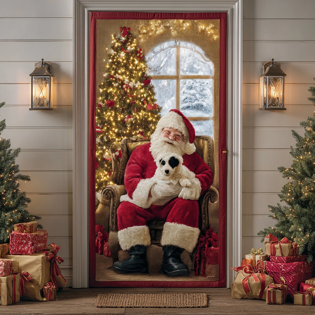 Santa Cheer Quilted Door Curtain printed door curtain