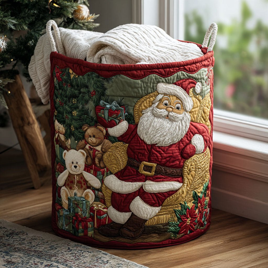 Santa Cheer Quilted Laundry Hamper printed laundry hamper