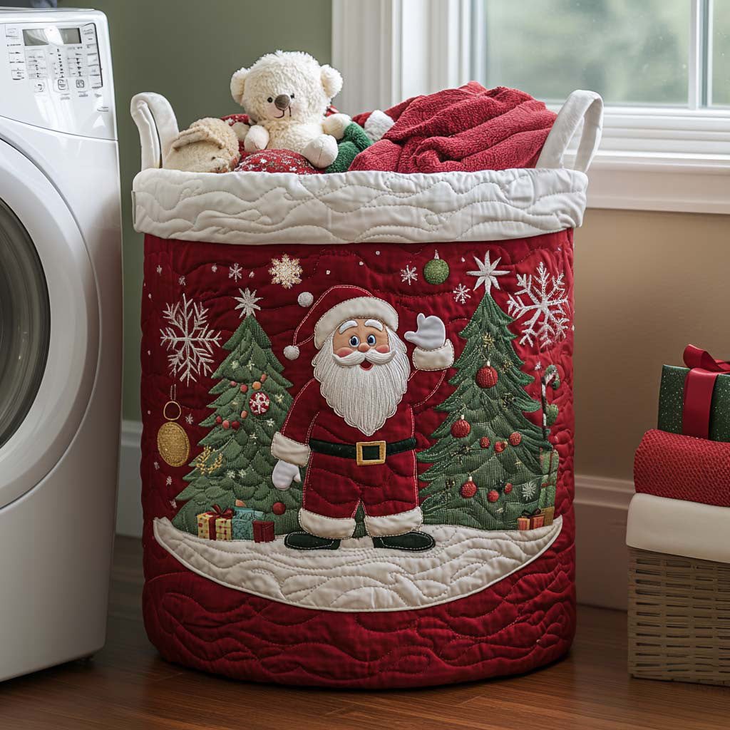 Santa Cheer Quilted Laundry Hamper printed laundry hamper