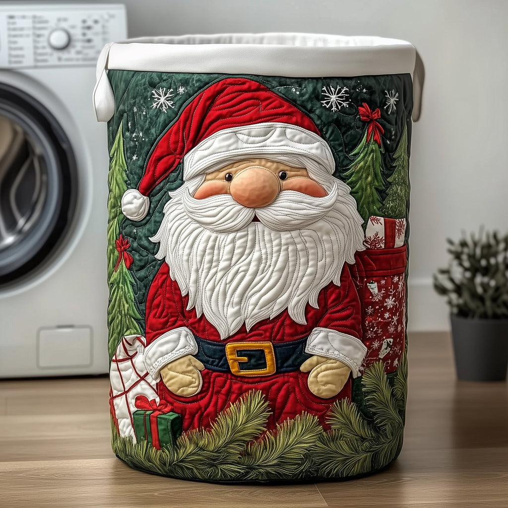 Santa Claus Gnome Quilted Laundry Hamper printed laundry hamper