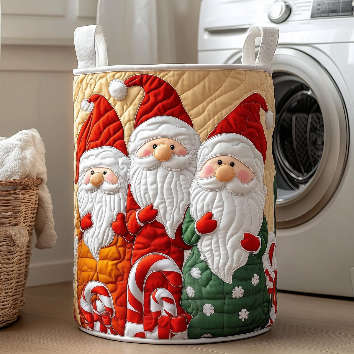 Santa Claus Gnome Quilted Laundry Hamper printed laundry hamper