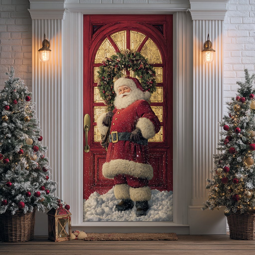 Santa Delight Quilted Door Curtain printed door curtain