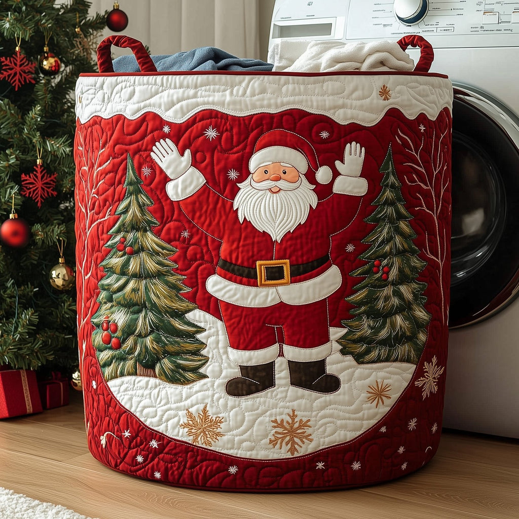 Santa Delight Quilted Laundry Hamper printed laundry hamper