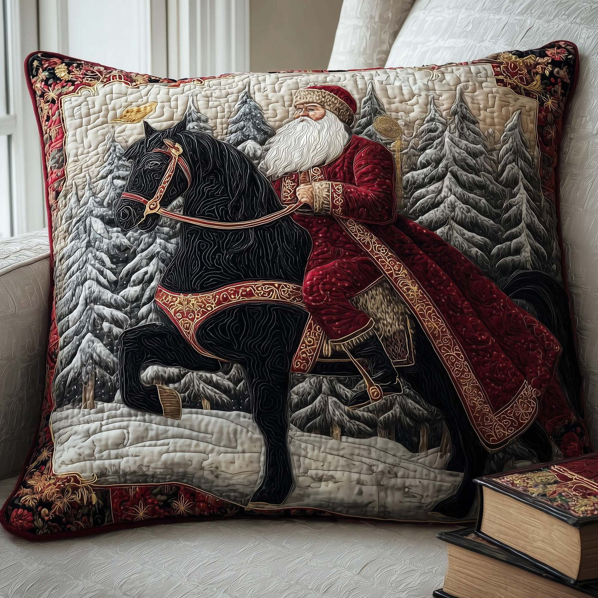 Santa Dream Quilted Cushion Cover printed cushion cover