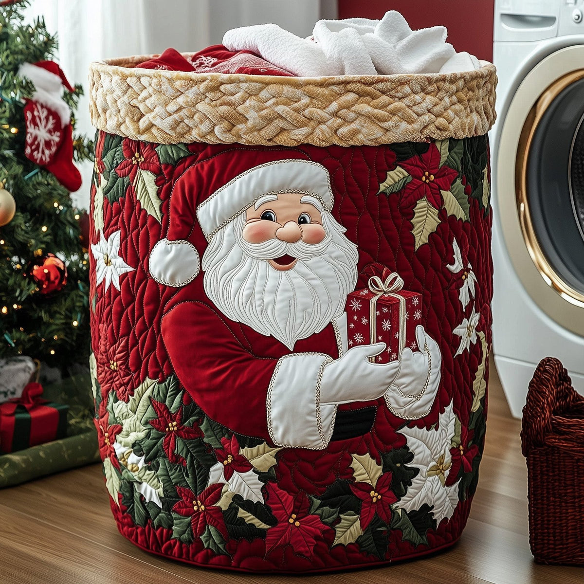 Santa Dream Quilted Laundry Hamper printed laundry hamper