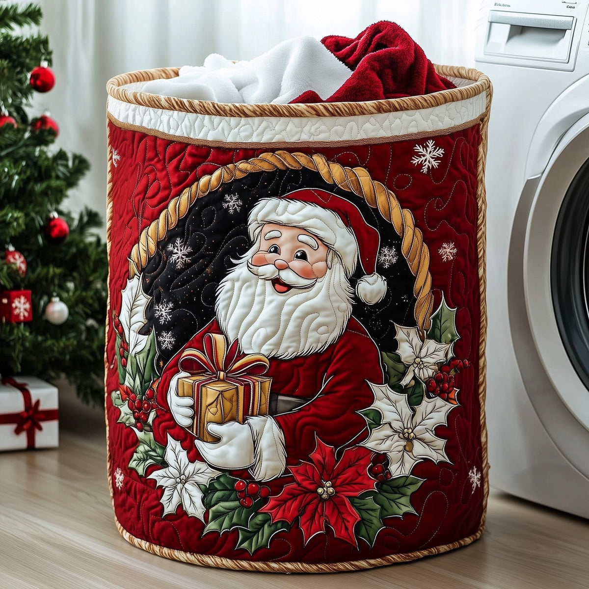 Santa Dream Quilted Laundry Hamper printed laundry hamper