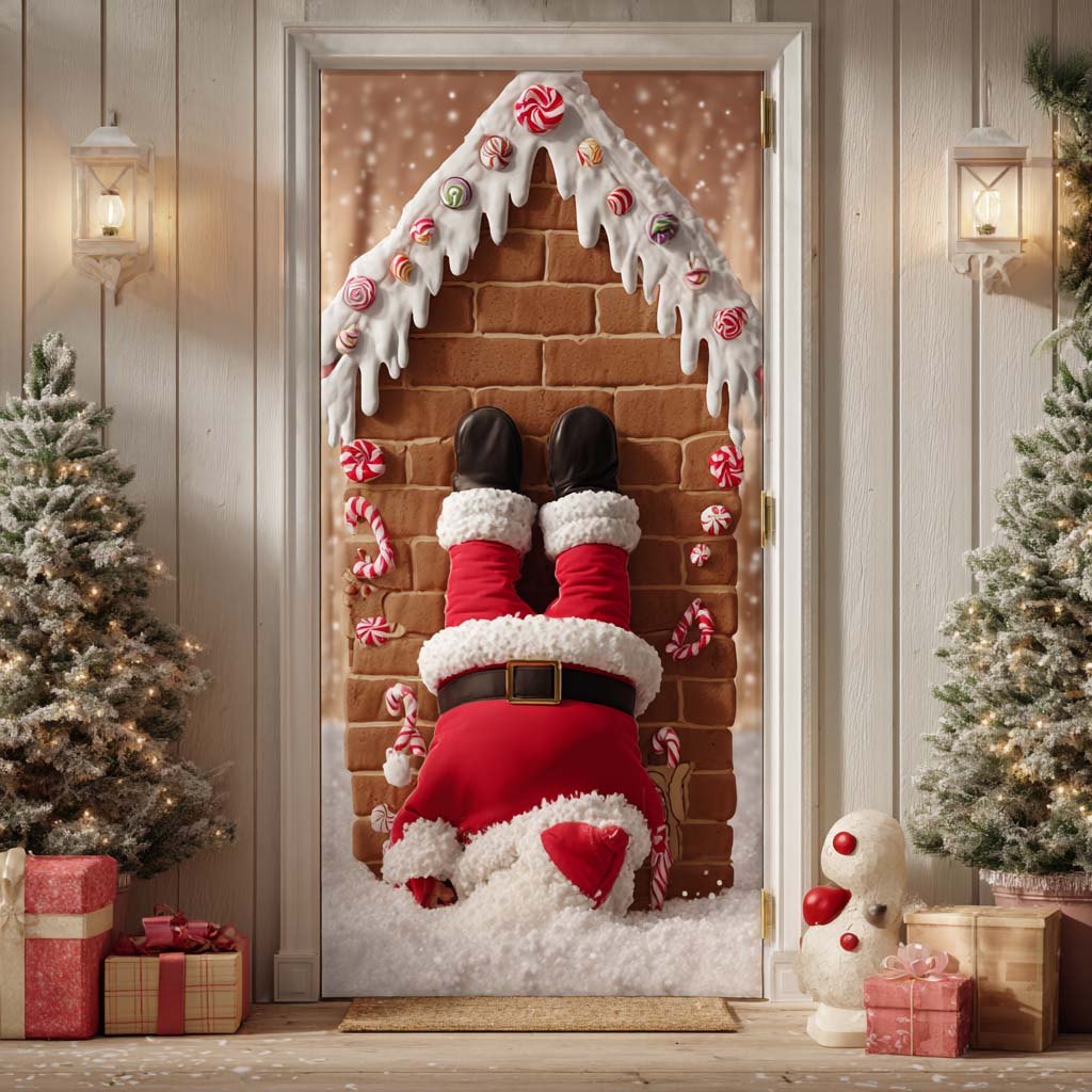 Santa Fall Quilted Door Curtain printed door curtain