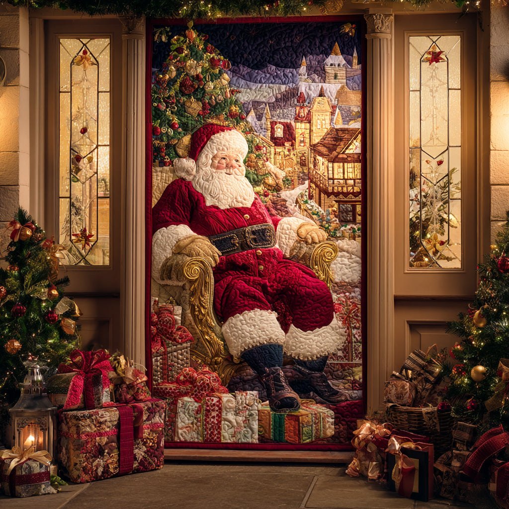 Santa Gift Parade Quilted Door Curtain printed door curtain