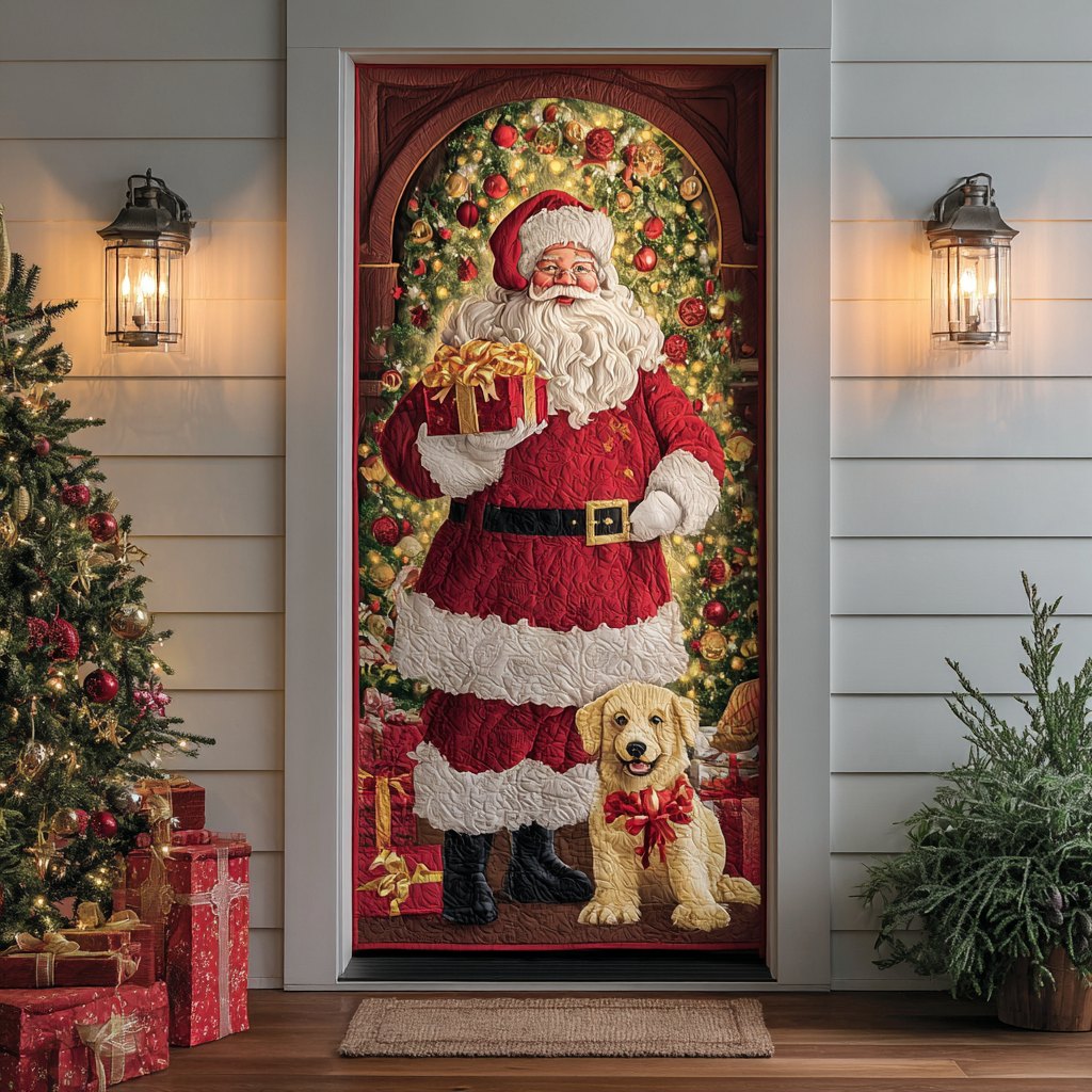 Santa Glow Quilted Door Curtain printed door curtain