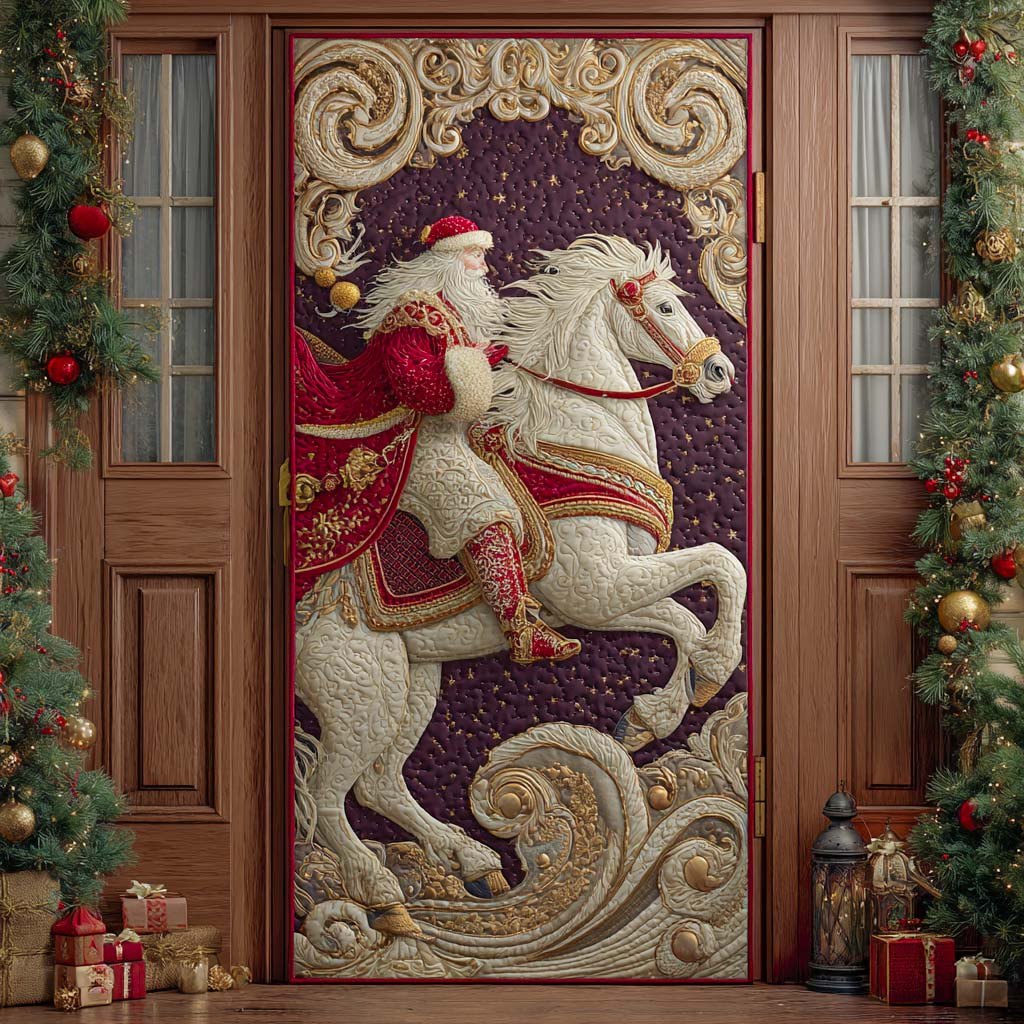 Santa Golden Steed Arrival Quilted Door Curtain printed door curtain